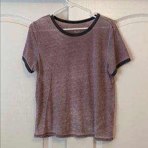 light purple American Eagle ringer tee, size L